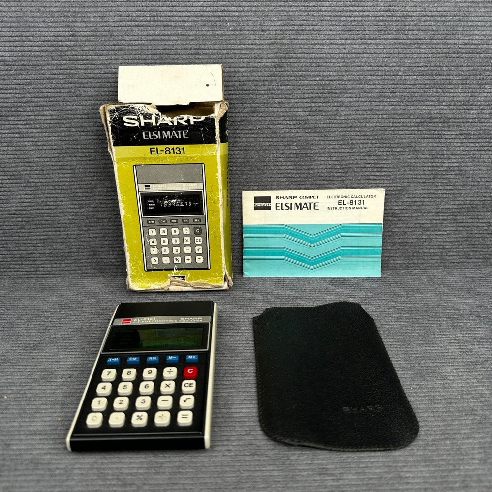 Vintage Sharp Elsi Mate EL-8131 Electronic Calculator Japan with Original Box